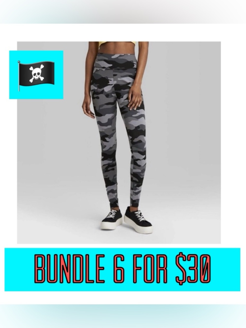 🏴‍☠️6 for $30🏴‍☠️ Wild Fable Black/Gray Camo Leggings- Size Small